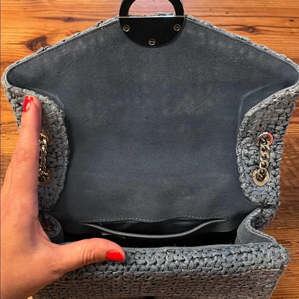 Sandro Raffia YZA Bag in Blue